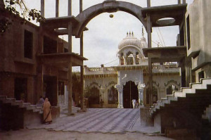 view of the Krsna-Balarama project seen from the main gate.