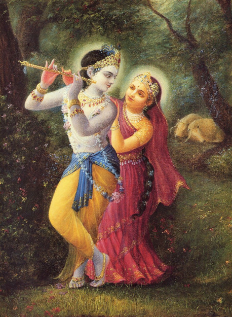 Without a tinge of material lust, Radha and Krsna, the Divine Couple, enjoy transcendental pastimes in the spiritual world. One who is attracted to Radha and Krsna will forget the pleasure derived from sex.