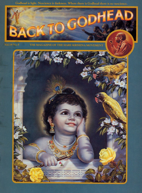 Playing as a child in the transcendental land of Vrndavana, Krsna, the Supreme Personality of Godhead, enjoys the association of His pure devotees. In Vrndavana even the animals, trees, and inanimate objects are conscious of Krsna's all-enchanting beauty and try to please Him in all respects.