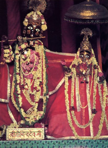 With His eternal consort , Srimati Radharani, Lord Govindaji is worshiped today in Jaipur, the "City of Victory" built for Him by Jai Singh.