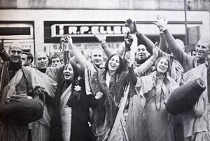 The most ecstatic group in the world - the London devotees, on Oxford Street.