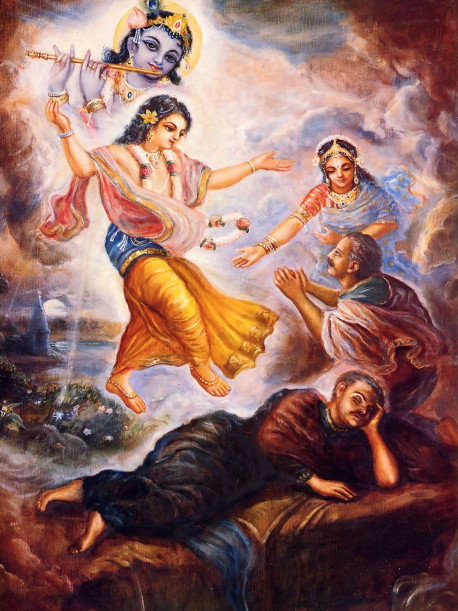 The night after the youthful Lord Caitanya defeated Kesava Kasmiri in debate, the goddess of learning, Sarasvati, informed the great scholar in a dream that Lord Caitanya was none other than the Supreme Personality of Godhead, Krsna Himself.