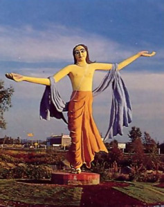 A thirty-foot-high statue of Lord Caitanya now stands in Burnaby, British Columbia, in full view of Marine Way, a road that carries thirty-five thousand cars daily.