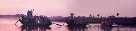 A boat ride across the Jalarigi takes the children to sacred sites connected with Lord Caitanya's pastimes and devotees. The Lord's foremost teaching was to chant the holy names of God (Hare Krsna, Hare Krsna, Krsna Krsna, Hare Hare/ Hare Rama, Hare Rama, Rama Rama, Hare Hare).